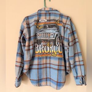 Ford Blue Plaid Flannel with Bronco Graphic